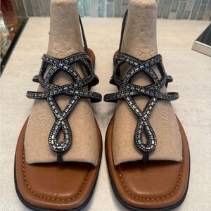 Kelly & Katie Black Jeweled Strappy Sandals